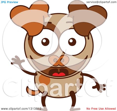 Clipart Of A Cartoon Brown Dog Character Waving Royalty