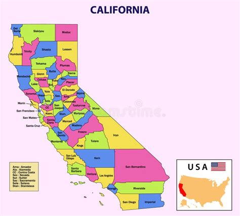 california map state and district map of california administrative and political map of