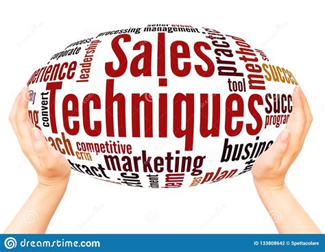 Sales Techniques Word Cloud Hand Sphere Concept Stock Photo Image Of