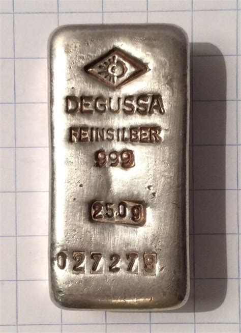 250 Gram Cast Degussa Silver Ingot 999 With Serial Number Catawiki