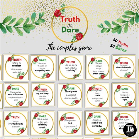 Couples Truth Or Dare Game For Couples Couples Games Night Etsy