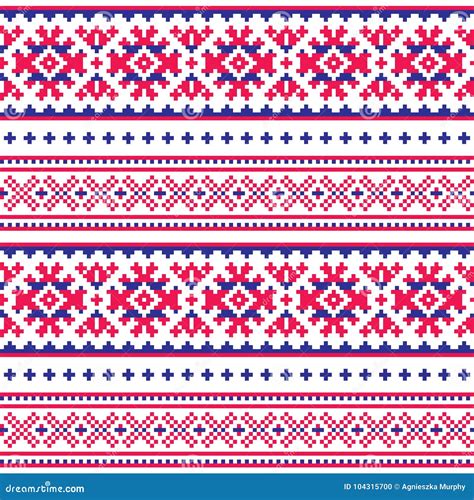 Lapland Traditional Folk Art Design Sami Vector Seamless Pattern