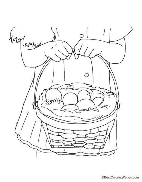 Girl Holding Easter Basket Coloring Page Coloring Pages Easter