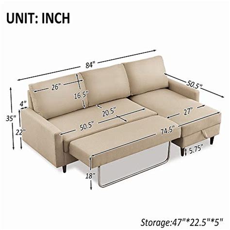 Merax 84 Reversible Sleeper Sectional Sofa Couch With Pull Out Sleeper