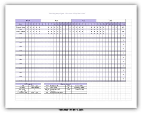 5 Perfect Monthly Employee Schedule Template Excel Sample Schedule