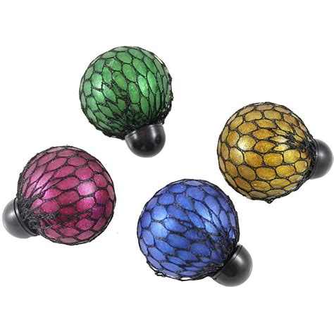 Set Of 4 2 Metallic Bubble Mesh Balls Squishy Fidget Ball With Web