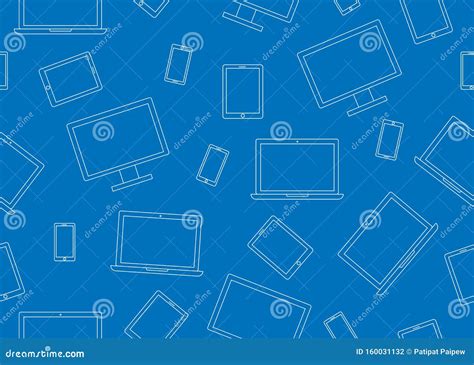 Seamless Pattern Of Electronic Devices Stock Illustration