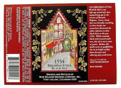 New Belgium 1554 Brussels Style Black Ale Beer Label Co 12oz Var 2