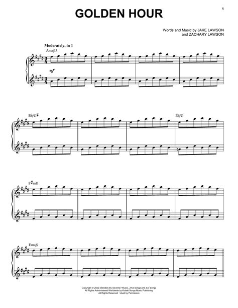 Golden Hour by Jvke Sheet Music for Piano & Vocal at Sheet Music Direct