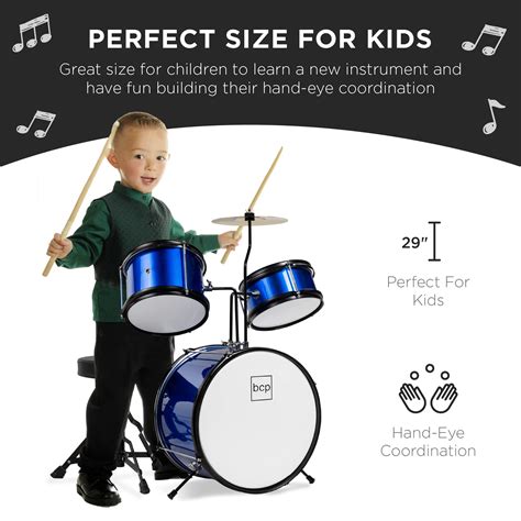 Best Choice Products Kids Drum Set 3 Piece Beginner Drum Set Junior