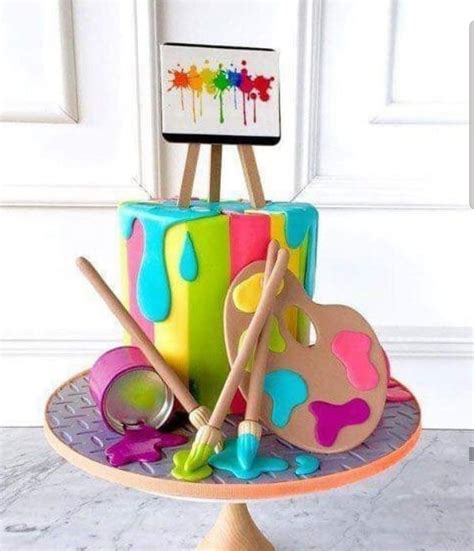 Art Birthday Cake Painting Birthday Party Paint Party Girl Birthday