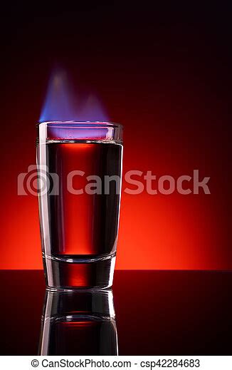 Burning Alcohol Shot Burning Vodka In Shot On A Red Background Canstock