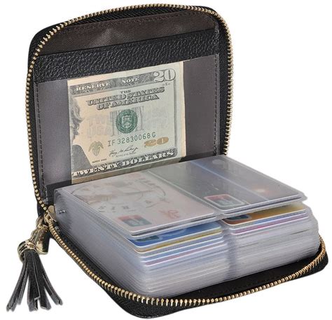 Large Capacity Credit Card Holder Wallet Zipper Leather Case Purse Rfid