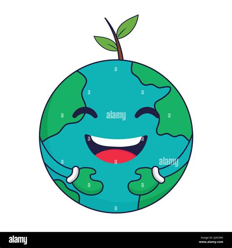 Earth Cartoon Icon Vector Illustration Isolated On White Background