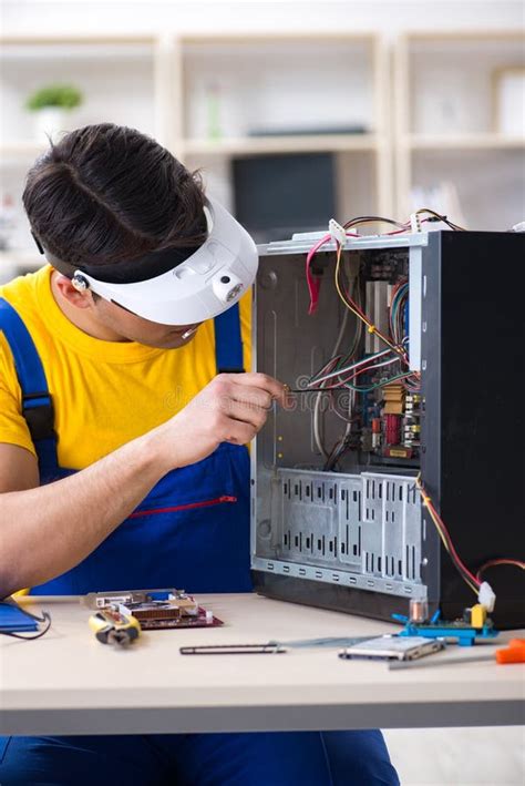 The Computer Repair Technician Repairing Hardware Stock Image Image