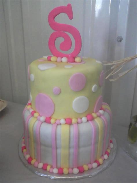 Pink And Yellow Baby Shower Cake