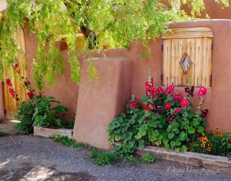 New Mexico Red Hollyhocks Doorway 8x10 Photography Print New Mexico