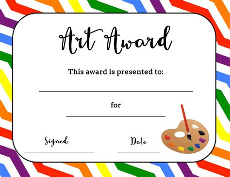 Art Award Certificate Free Printable Art Certificate Art Teacher