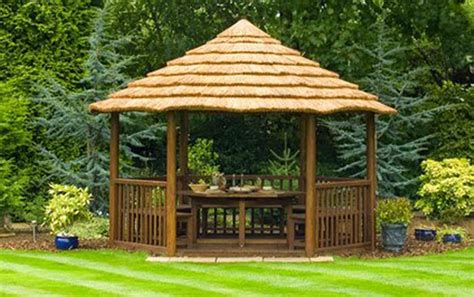 Wooden Roof And Thatched Roof Gazebo Canvas Roof Gazebo Grass Roof