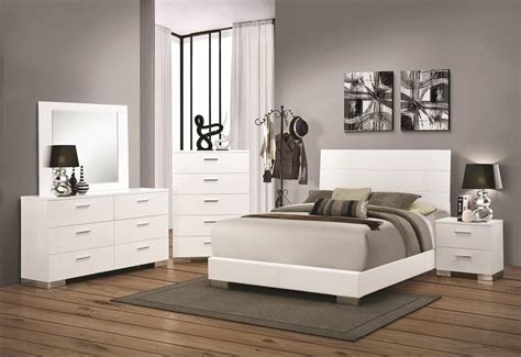 Our king bedroom sets make it easy for you to match all your furniture to your bed frame. Coaster | 203501 Felicity Glossy White Bedroom Set ...