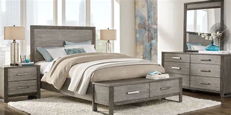 I'm a fan of symmetry in design, especially matching nightstands that flank a bed. Abbott Gray 5 Pc King Panel Bedroom with Storage | Bedroom ...