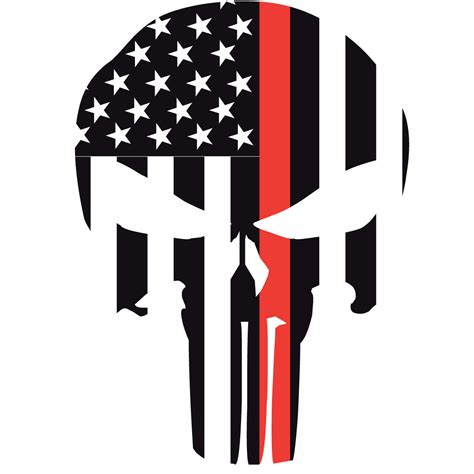 Thin Red Line Punisher Skull Window Decal Police Fire Ems Viny Graphics