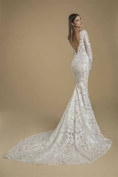 Long Sleeved Lace Sheath Wedding Dress With Low Back Kleinfeld Bridal