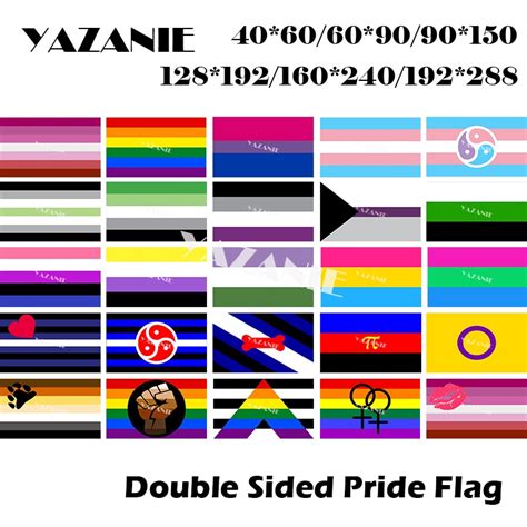 Yazanie Rainbow Lgbt Pride Double Sided Flag Lipstick Lesbian Agender Demisexual Aromantic