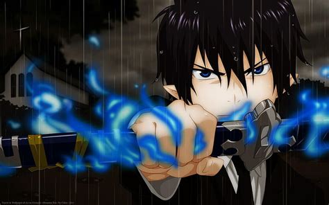 Hd Wallpaper Male Anime Character Holding Sword Blue Exorcist