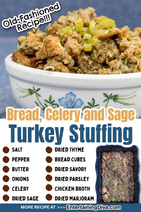 old fashioned bread celery and sage turkey stuffing or dressing