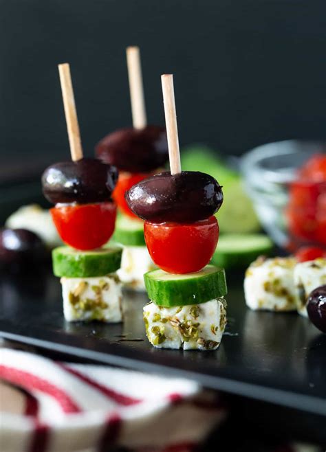 I'll share recipes that are vegan, healthy, dairy free, for kids and more. Fresh, colorful and delicious, these make-ahead Greek Salad Skewers are a quick and easy gluten ...