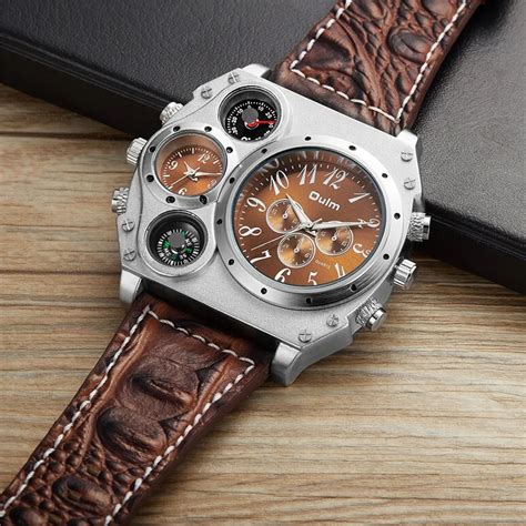 Oulm Big Men Watches Luxury Brand Male Quartz Watch Mens Double Time