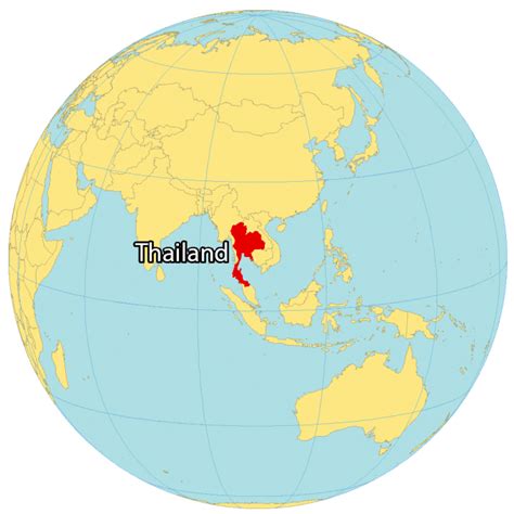 World Map Showing Thailand