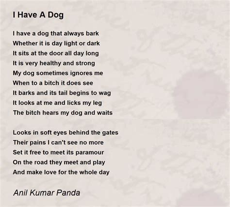 I Have A Dog I Have A Dog Poem By Anil Kumar Panda