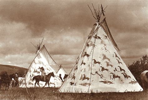 Dakota Sioux One Bulls Teepee On Left And Hunkpapa Chief Old Bulls