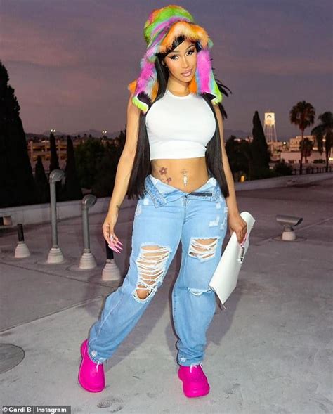 cardi b showcases rock hard abs in cropped top with ripped jeans in stunning instagram snaps