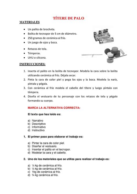 Manual de juegos de patiopara primero01/06/2012premio fundación telefónica de innovación 4. Calaméo - COMPRENSIÓN LECTORA: TÍTERE DE PALO