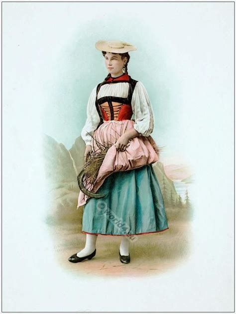 Switzerland Folk Costume Of A Woman From Bern European Costumes