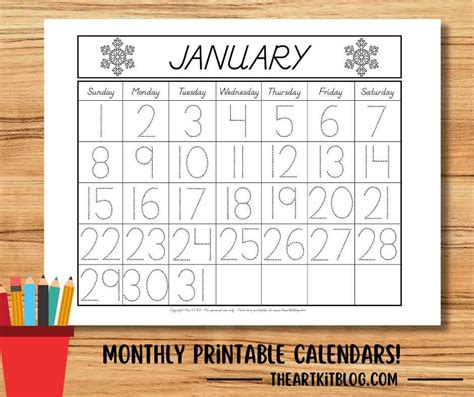 January 2023 Tracing Calendar Coloring Page Free Printable Download