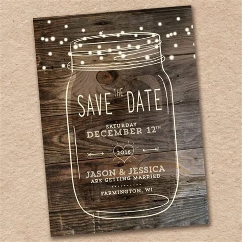 Mason Jar Save The Date Rustic Save The Date Country Save The Date