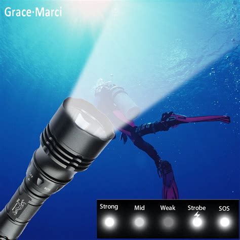 Powerful 1000lm T6 L2 Led Diving Flashlight Professional Ip68 Scuba Safety Diving Light