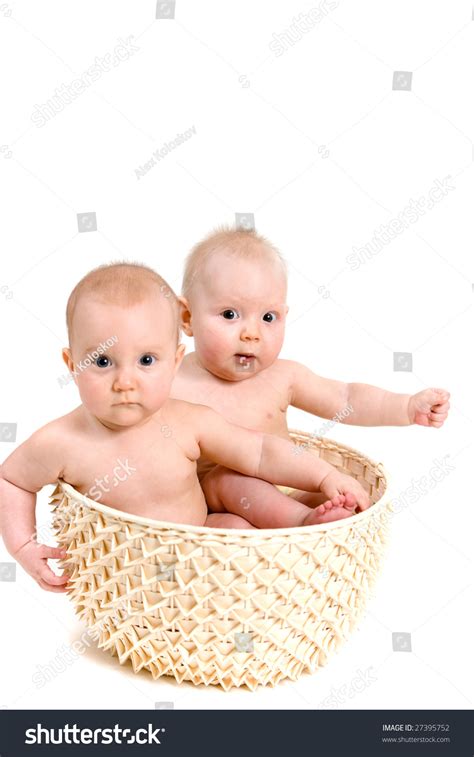 Two Babies In The Basket Girls Stock Photo 27395752 Shutterstock