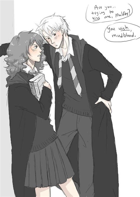 Fanart é uma obra de arte baseada em um personagem, fantasia, item ou obra notoriamente conhecida, que foi criada por fãs. Try to be cool | Harry potter, Dramione, Draco and hermione