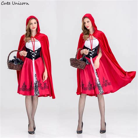 little red riding hood cosplay costume women halloween carnival uniforms fancy dress red cloak