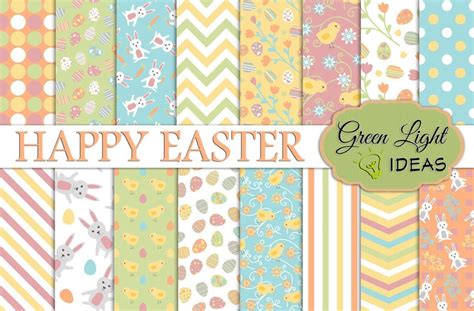 Free easter digital papers to use to create your own invitations, party decorations, scrapbooking and anything else you can think of. Easter Digital Papers (Graphic) by GreenLightIdeas · Creative Fabrica