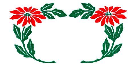 Vintage Christmas Clip Art Poinsettia Wreaths The