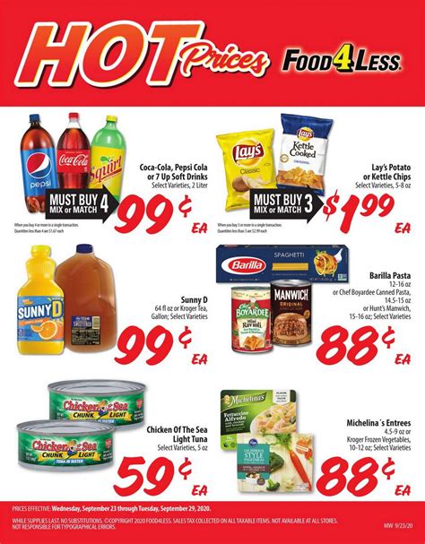 This week's food 4 less ad brings you different kinds of fresh fruits and veggies at low prices. Food 4 Less Weekly Ad Sep 23 - Sep 29, 2020