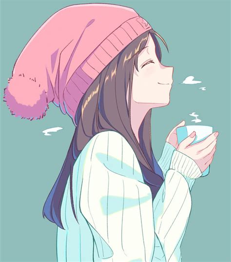 Anime Girl Drinking Coffee In Winter Live Wallpaper M