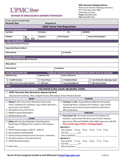 2022 2024 Form Upmc Solid Tumor Test Requisition Fill Online Printable
