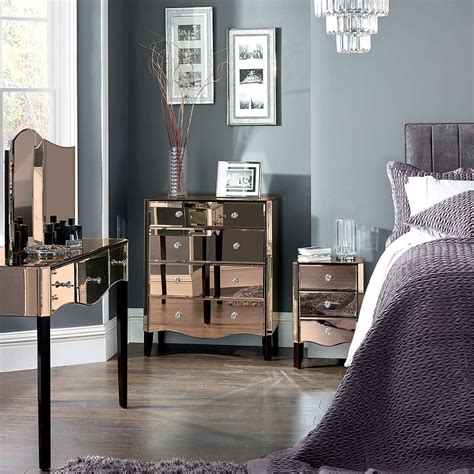 Search for rose gold comforter set. Viola Rose Gold Mirrored 4 Drawer Chest | Dunelm ...